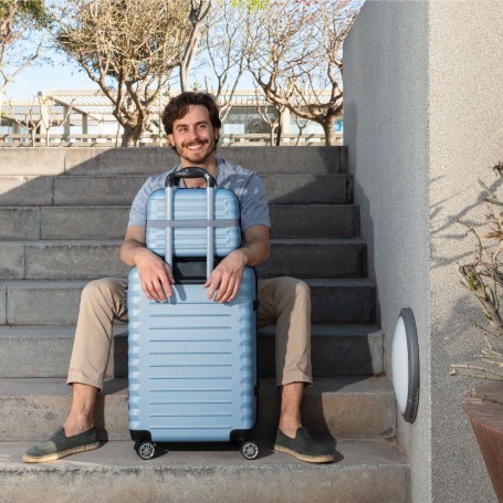 Maleta de Cabina Rígida Flex Claro Roll Road Azul 55cm | Maletia.com